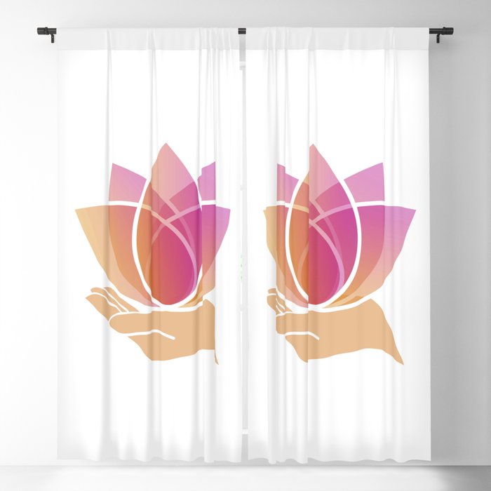 Hand holding a pink lotus flower	 Blackout Curtain