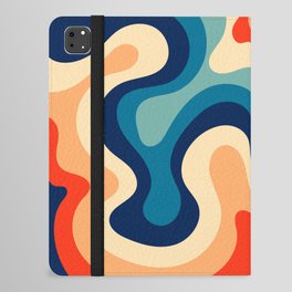 Retro 70s and 80s Abstract Soft Layers Swirl Pattern Waves Art Vintage Color Palette 2 iPad Folio Case