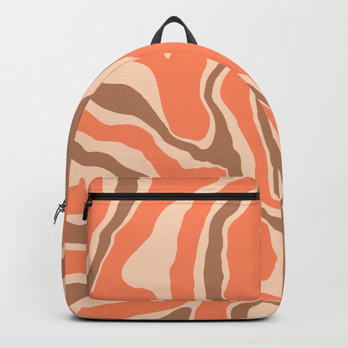 Swirly, Liquid Pattern in Orange and Brown Backpack