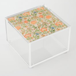 Vintage Tulip and Carnation Floral Print with Birds and Leaves Acrylic Box