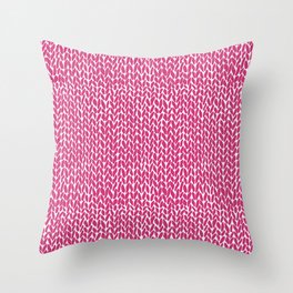 Hand Knit Hot Pink Throw Pillow