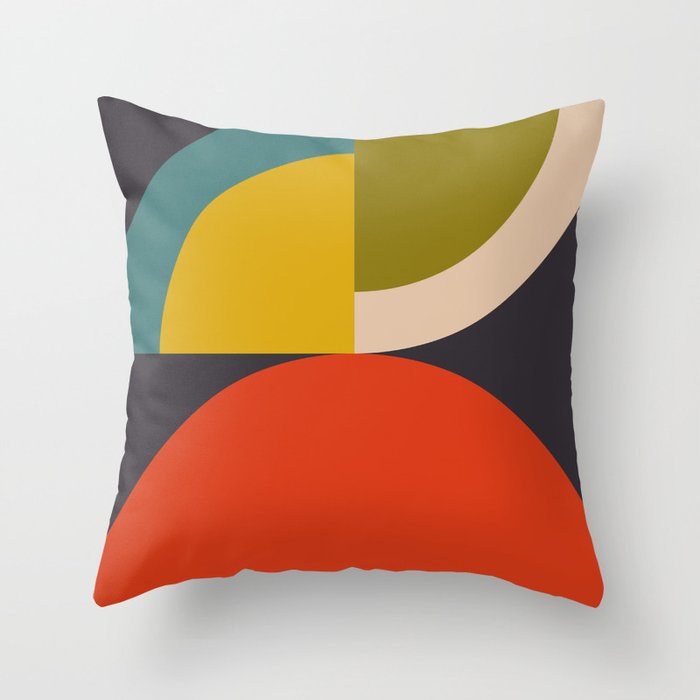 mid century bauhaus geometric large 3 Throw Pillow