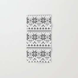Knitted Scandinavian pattern Hand & Bath Towel | Newyear, White, Folk, Ornament, Christmasornament, Pattern, Graphicdesign, Black, Black And White, Knittedfabric 