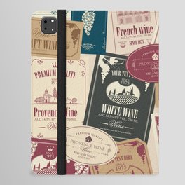 Wine Labels Pattern iPad Folio Case