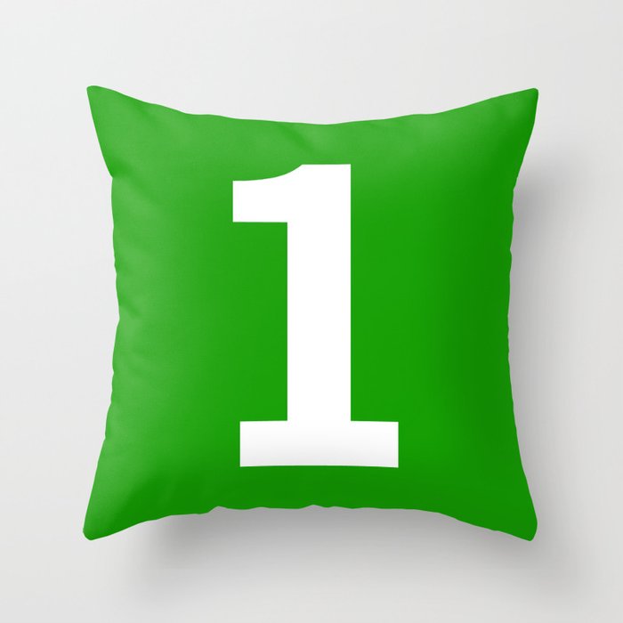 Number 1 (White & Green) Throw Pillow