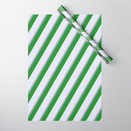 [ Thumbnail: Tan, Light Sea Green, Forest Green, and Lavender Colored Lined/Striped Pattern Wrapping Paper ]