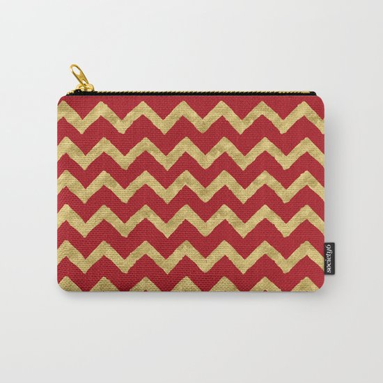 Chevron Red Gold Carry-All Pouch