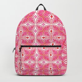 Pink and White Retro Modern Tropical Botanical Backpack