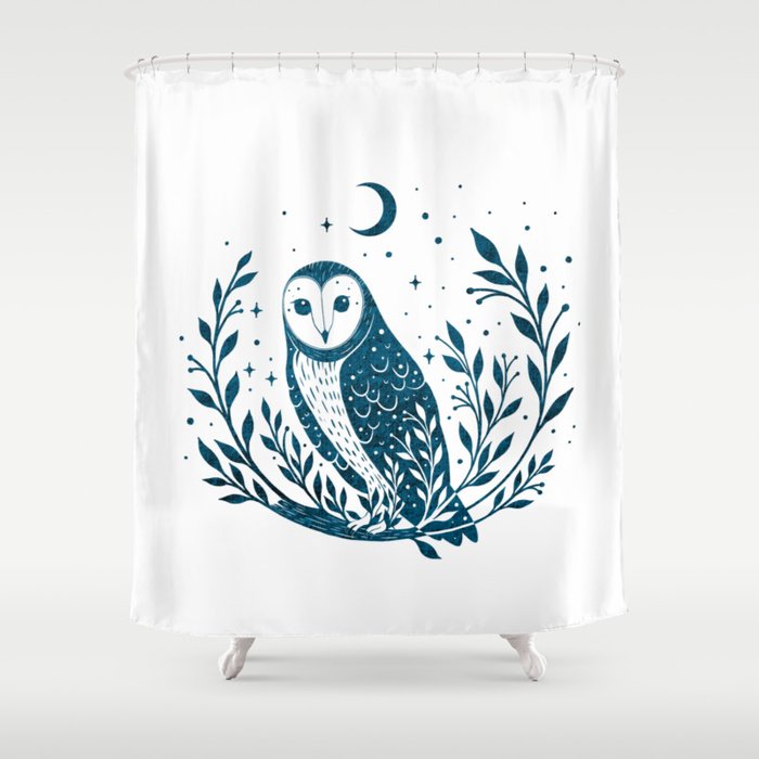 Owl Moon - Blue Shower Curtain