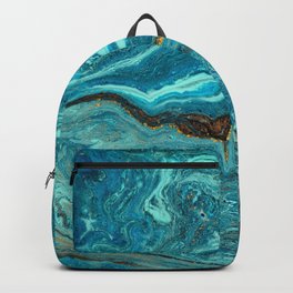 Marble Glitter Gold Fluid Painting Pouring Jupiter Surface Glamorous Shiny Metallic Accents Backpack