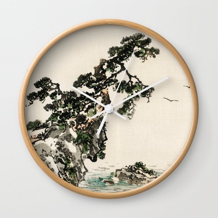 Tree on a Cliff Traditional Japanese Landscape Wall Clock