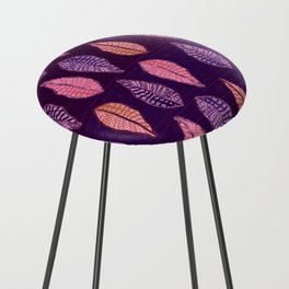  Polynesian Purple Tropical Leaves Pattern Counter Stool