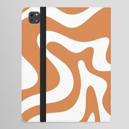Liquid Swirl Retro Modern Abstract Pattern in Orange Ochre and White iPad Folio Case