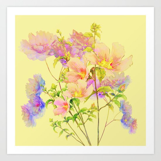 soft pastel floral Art Print