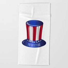 Presidents Day Uncle Sam Flag Hat Beach Towel