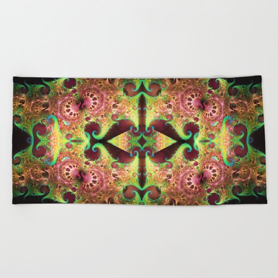 Groovy abstract with spiral patterns Beach Towel