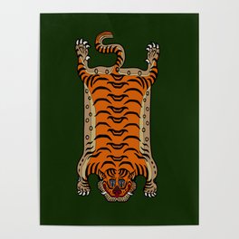 TIBETAN TIGER RUG-green Poster