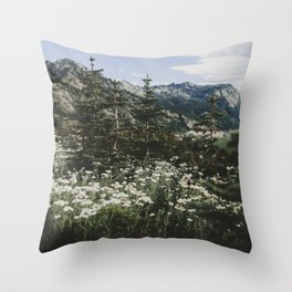 Mount Rainier Summer Wildflowers Throw Pillow