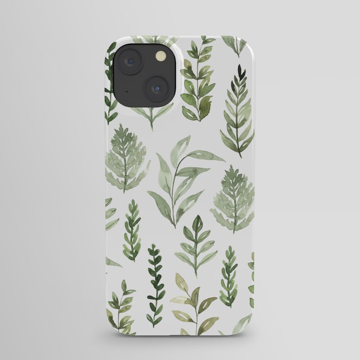 Watercolor leaves iPhone Case