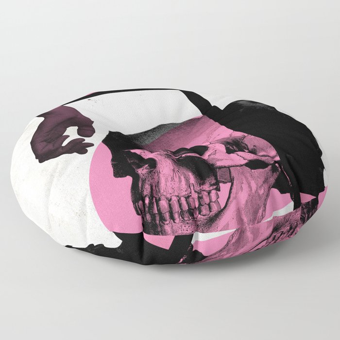 Death Mondrian in pink and black Floor Pillow