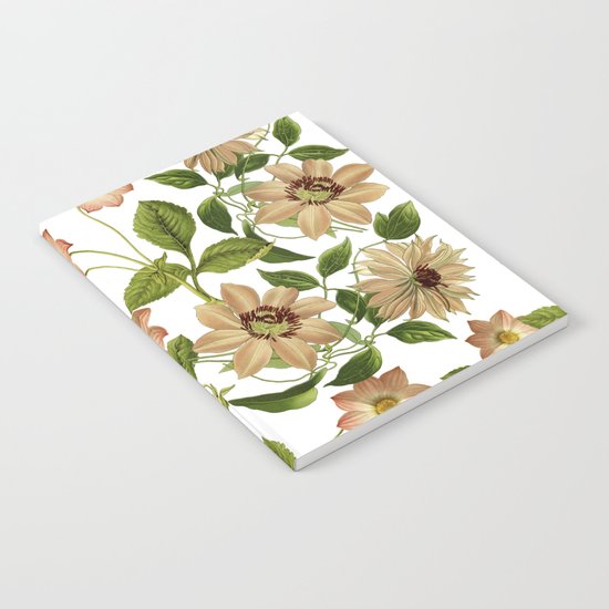 Floral retro vintage pattern pastel colored Notebook