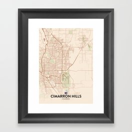 Cimarron Hills, Colorado, United States - Vintage City Map Framed Art Print