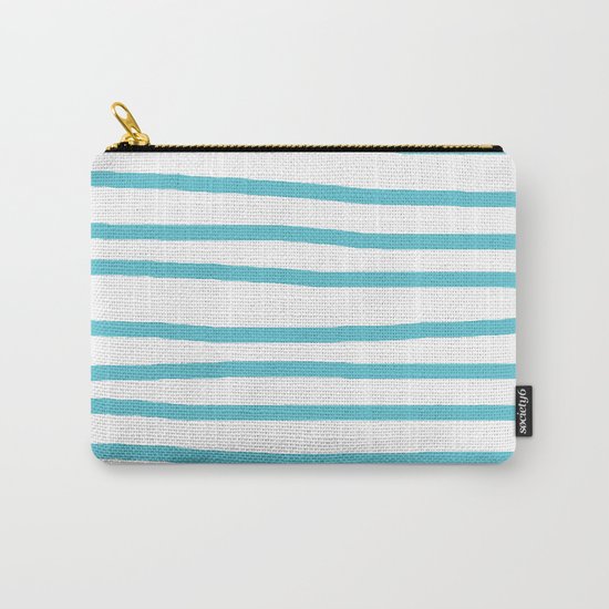 Simply Drawn Stripes in Seaside Blue Carry-All Pouch
