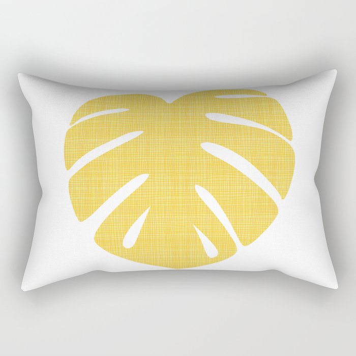 Tropical Leaf in Red and Yellow Rectangular Pillow