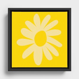 Summer Happy Bright Yellow Daisy Minimalist Scandinavian Style Framed Canvas