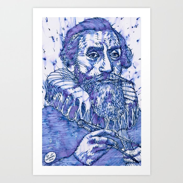 JOHANNES KEPLER watercolor and ink portrait Art Print