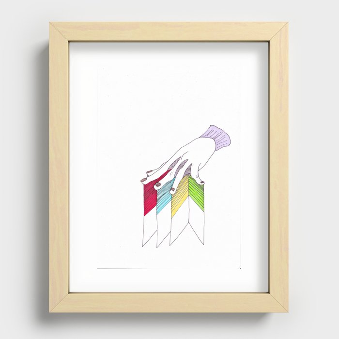 hand above colors Recessed Framed Print
