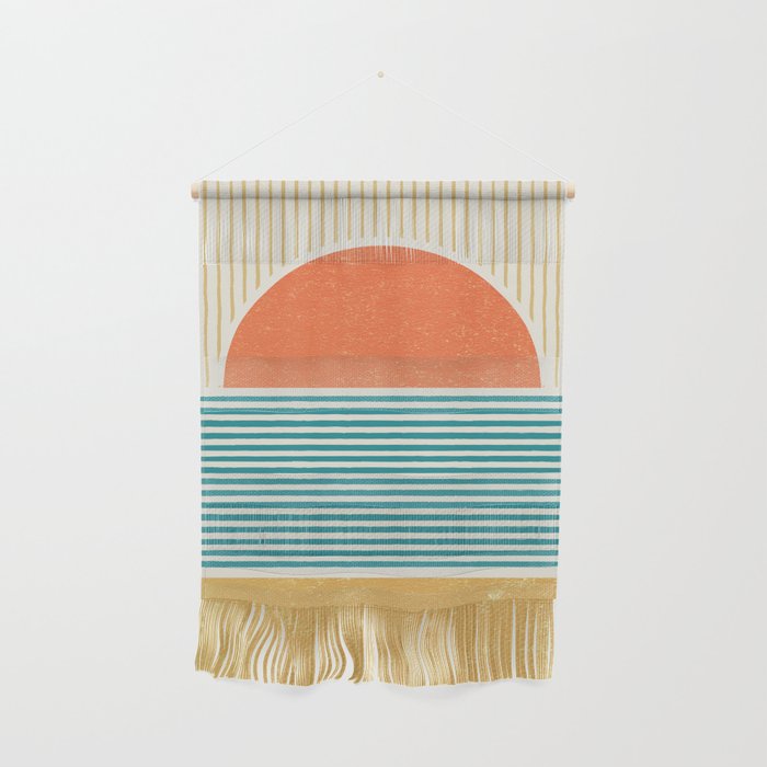 Sun Beach Stripes - Mid Century Modern Abstract Wall Hanging