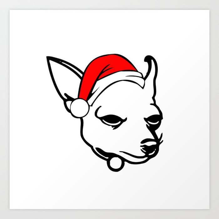 Chihuahua Dog With Christmas Santa Hat Art Print By Aashiarsh Society6