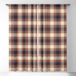 Plaid in Navy + Red Orange Blackout Curtain