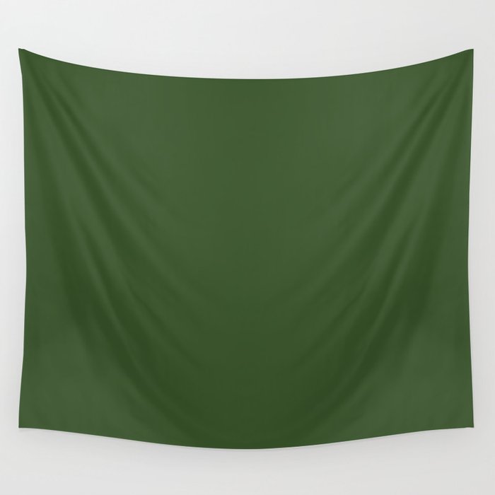 Dark Green Solid Color Pantone Forest Elf 19-0231 TCX Shades of Green Hues Wall Tapestry