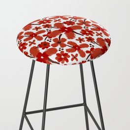 Red Orange Bold Abstract Flowers  Bar Stool