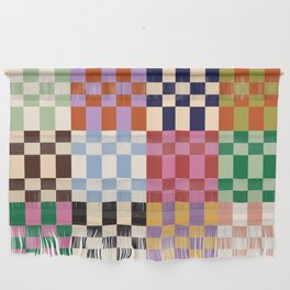 Retro 70s Colorful Patchwork Checkerboard Wall Hanging