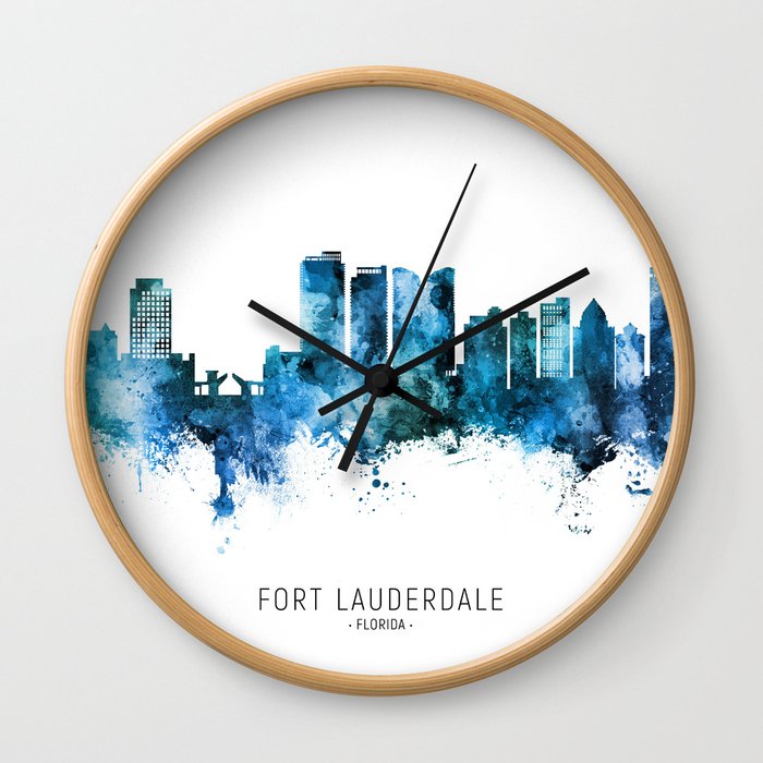 Fort Lauderdale Florida Skyline Wall Clock