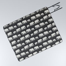 elephant march - charcoal Picnic Blanket