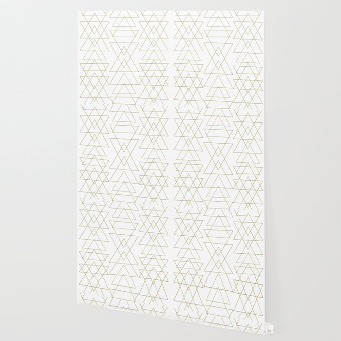 Modern White Gold Geometric Pattern Wallpaper By Christyne