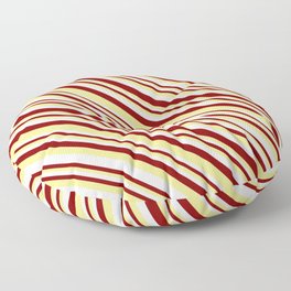 [ Thumbnail: Maroon, Tan, and Mint Cream Colored Stripes Pattern Floor Pillow ]