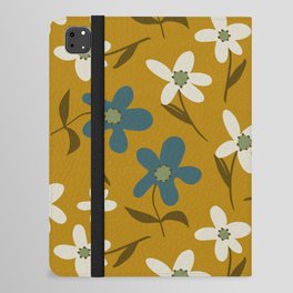 Abstract Hand Drawing Geometric Daisy Flowers and Leaves Repeating vintage Pattern Isolated Background  iPad Folio Case