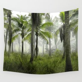 Foggy Palm Forest Wall Tapestry