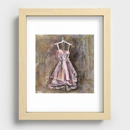 Vintage Pink Dress with Pearls Mixed Media Recessed Framed Print