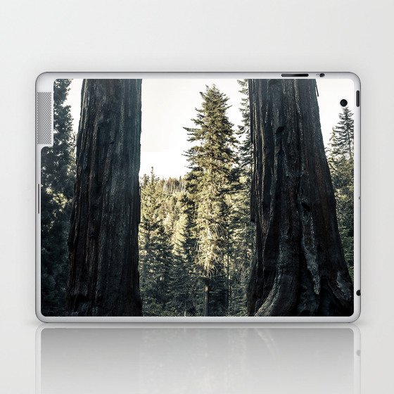 Twin giant redwoods II portrait version / sequoias Pacific Coast California nature color landscape photograph / photography Laptop & iPad Skin