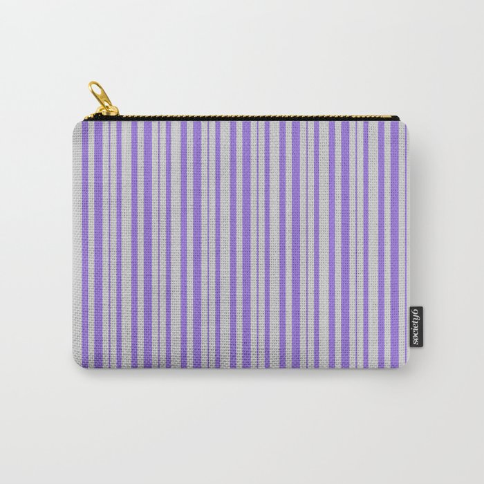Light Gray & Purple Colored Lines Pattern Carry-All Pouch