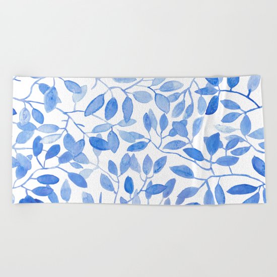 Watercolor Leafs Beach Towel