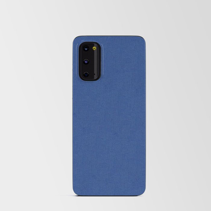 Indigo Blue Color Texture Woven Linen Android Card Case