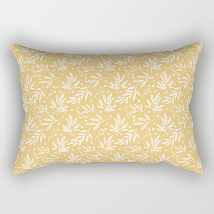 Botanic Pattern - White Yellow Rectangular Pillow