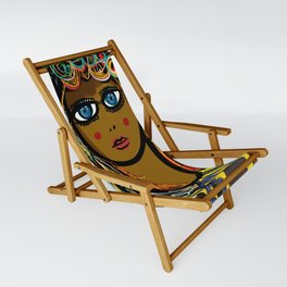 Portrait of an African Mystic Queen Fauvism Art by Emmanuel Signorino Sling Chair